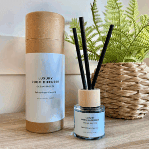 Luxury car fragrance diffuser Ocean Breeze, refreshing home scent, calming car air freshener, Rosy Roo luxury fragrances.