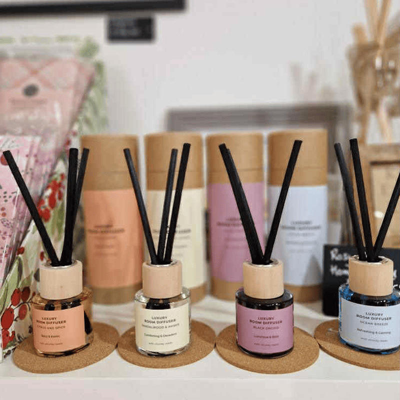 Luxury car fragrance diffusers, elegant home fragrance, personalised car air fresheners, Rosy Roo luxury car scents, premium interior fragrances.