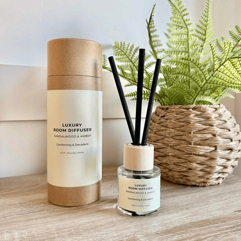 Rosey Roo luxury car fragrance, Sandalwood & Amber diffuser, eco-friendly and stylish.